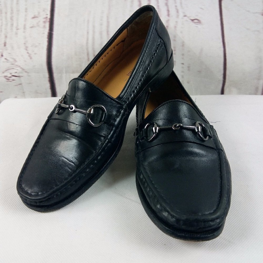 Nico Nerini Black Leather Slip On Loafer Shoes Size 11
